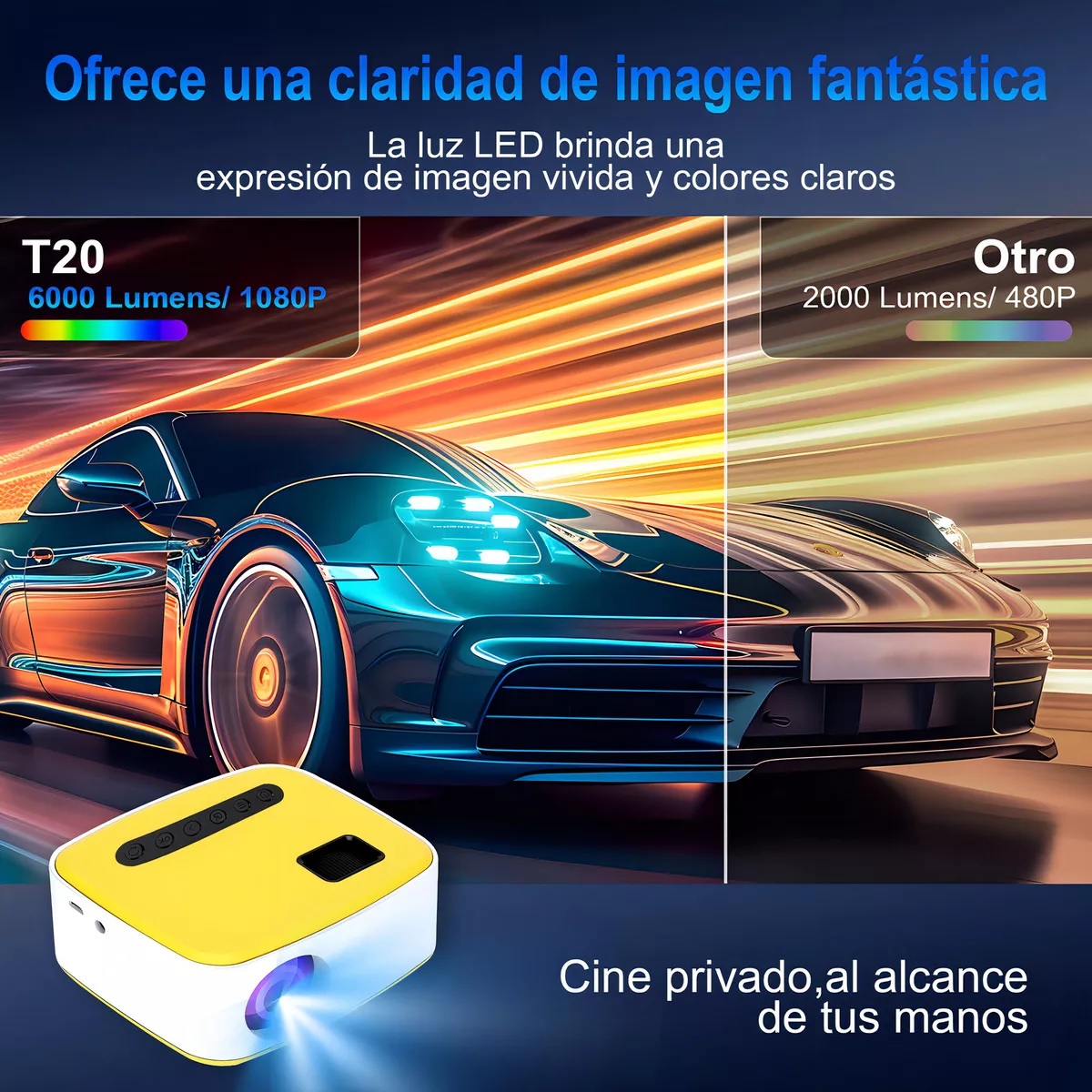 Mini Proyector Portatil Wifi para Smartphone/IOS/Android, 2.4g/5g Wifi