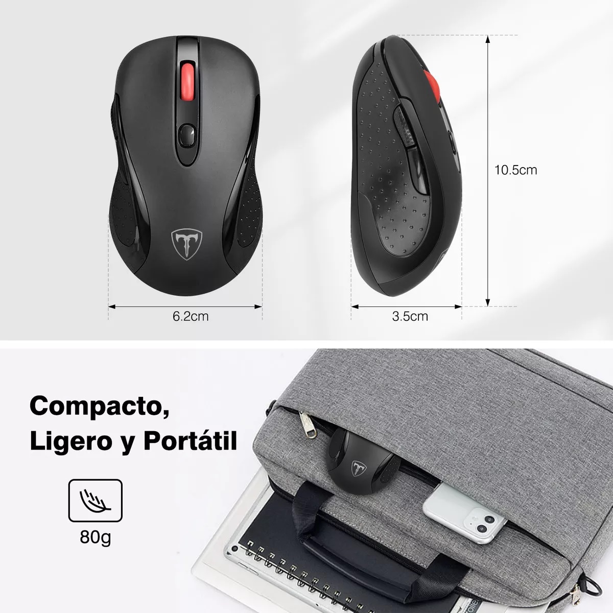 Mouse Inalambrico Para Computadoras 2.4g Receptor Usb 6 Botones, 2400 Dp