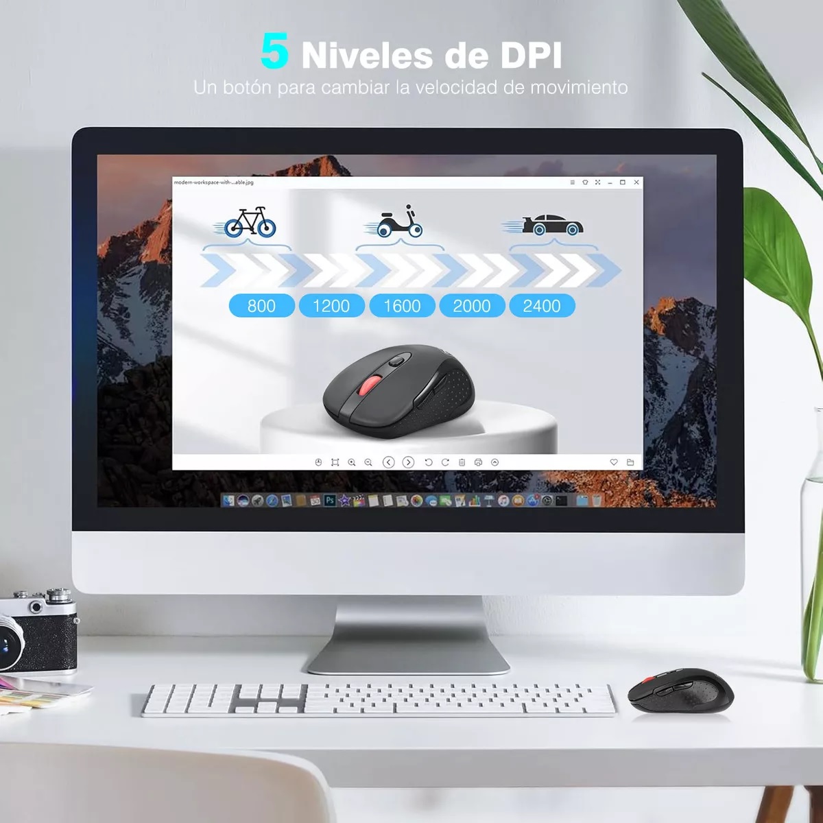 Mouse Inalambrico Para Computadoras 2.4g Receptor Usb 6 Botones, 2400 Dp