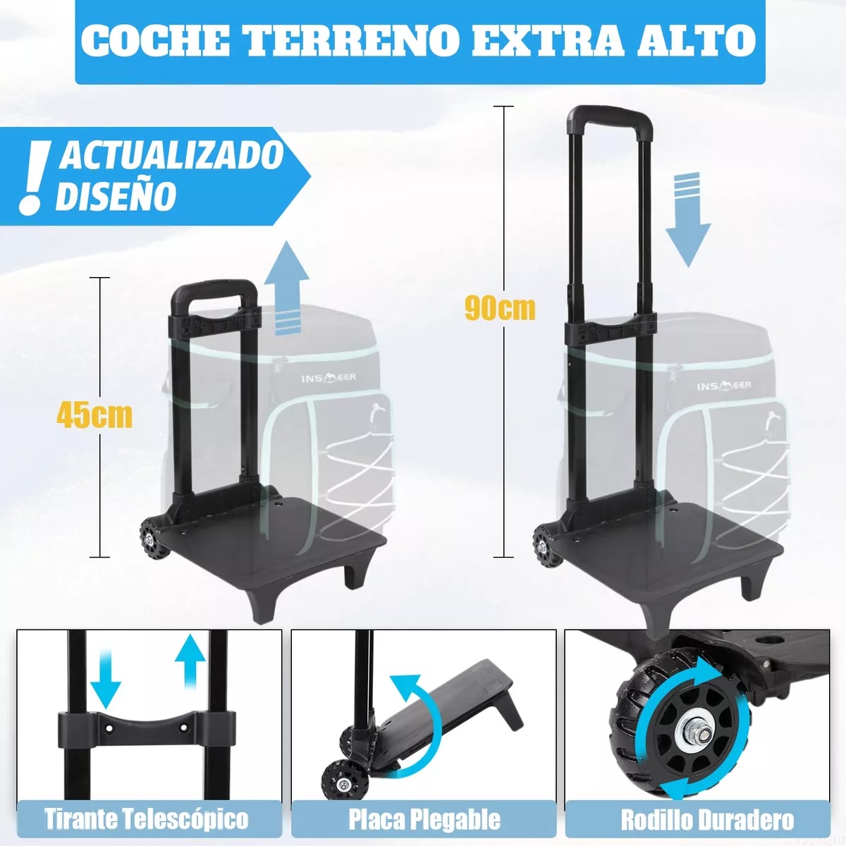Hielera Con Ruedas Playa 75 Latas Bolsa Térmica Portatil Negro