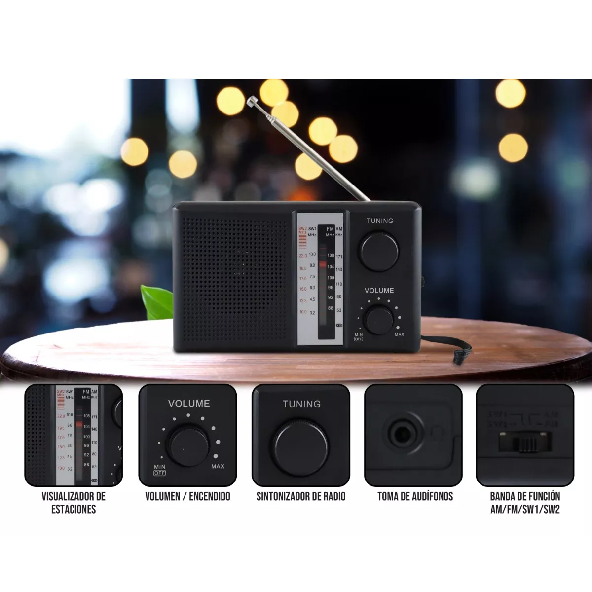 Radio Portátil Am Fm Con Bocina Altavoz Y Para Audifonos