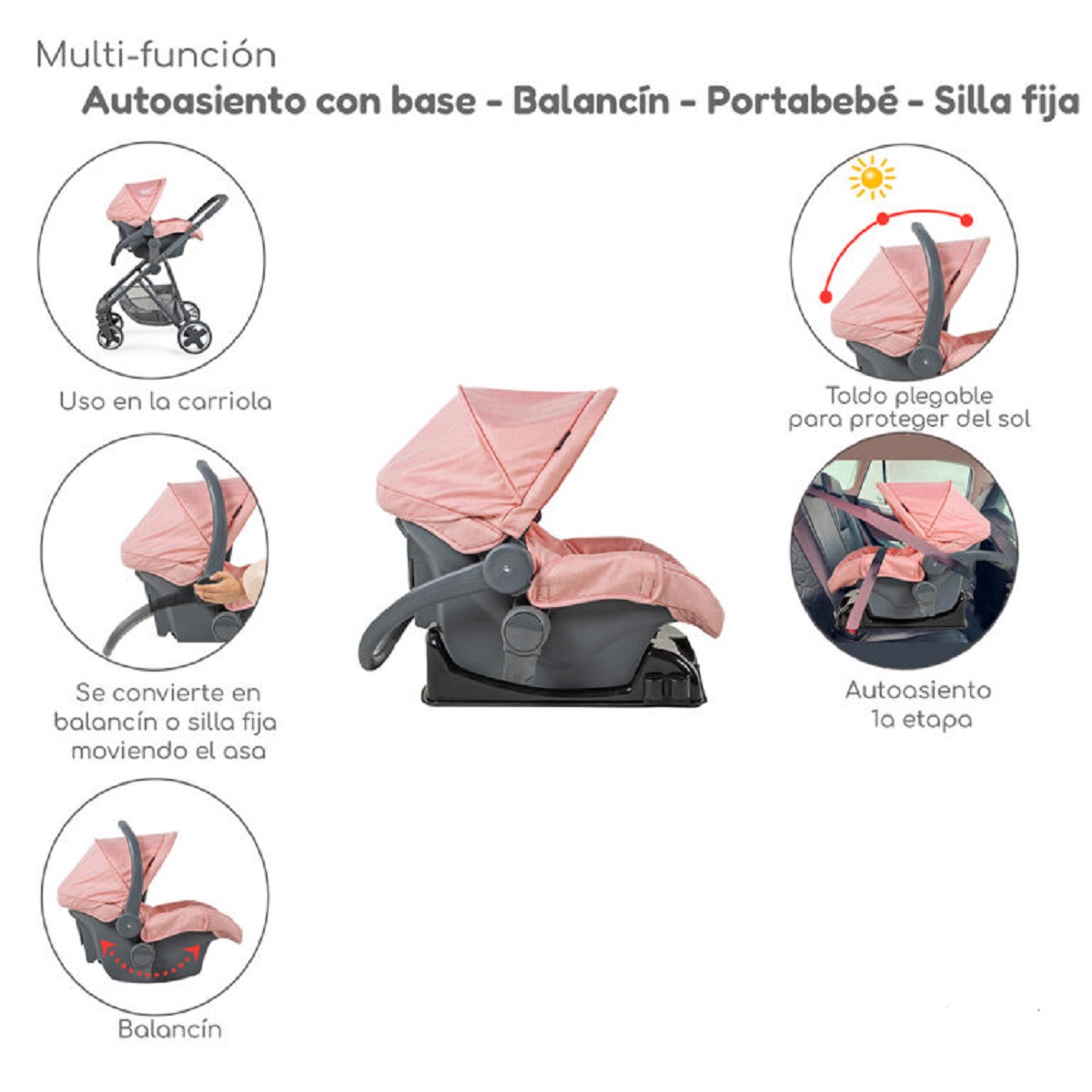 Carriola D'Bebé Travel System Prince Rosa ENDY14