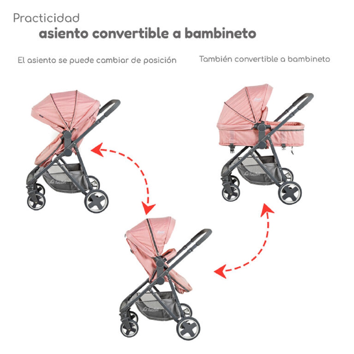 Carriola D'Bebé Travel System Prince Rosa ENDY14