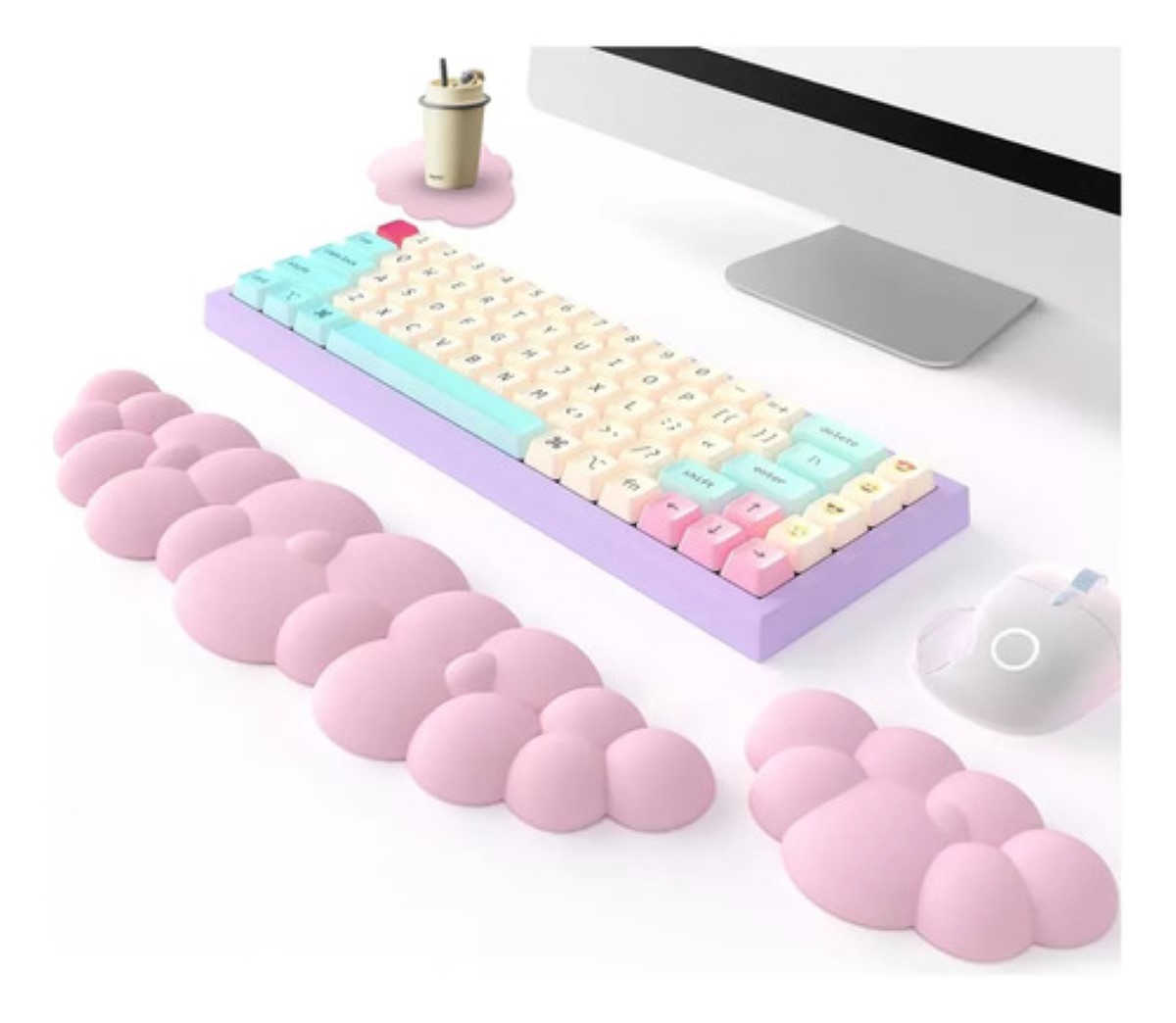 Teclado Almohadilla Para Reposamuñecas Y Mouse Soporte ROSA