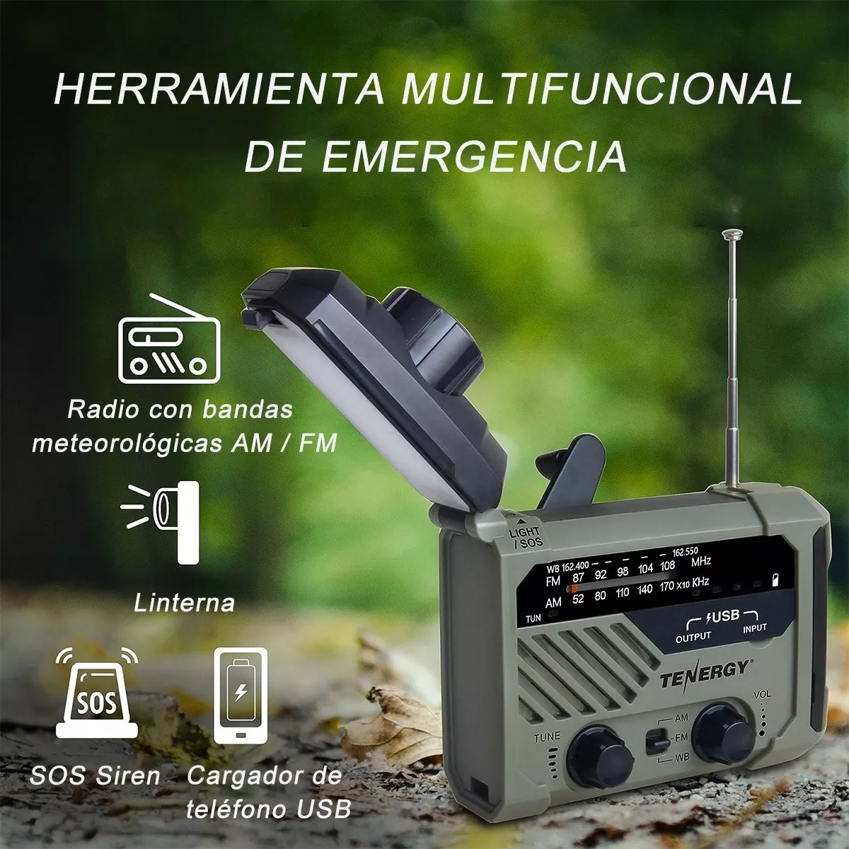 Radio Solar Emergencia Portatil Recargable Powerbank Luz Led
