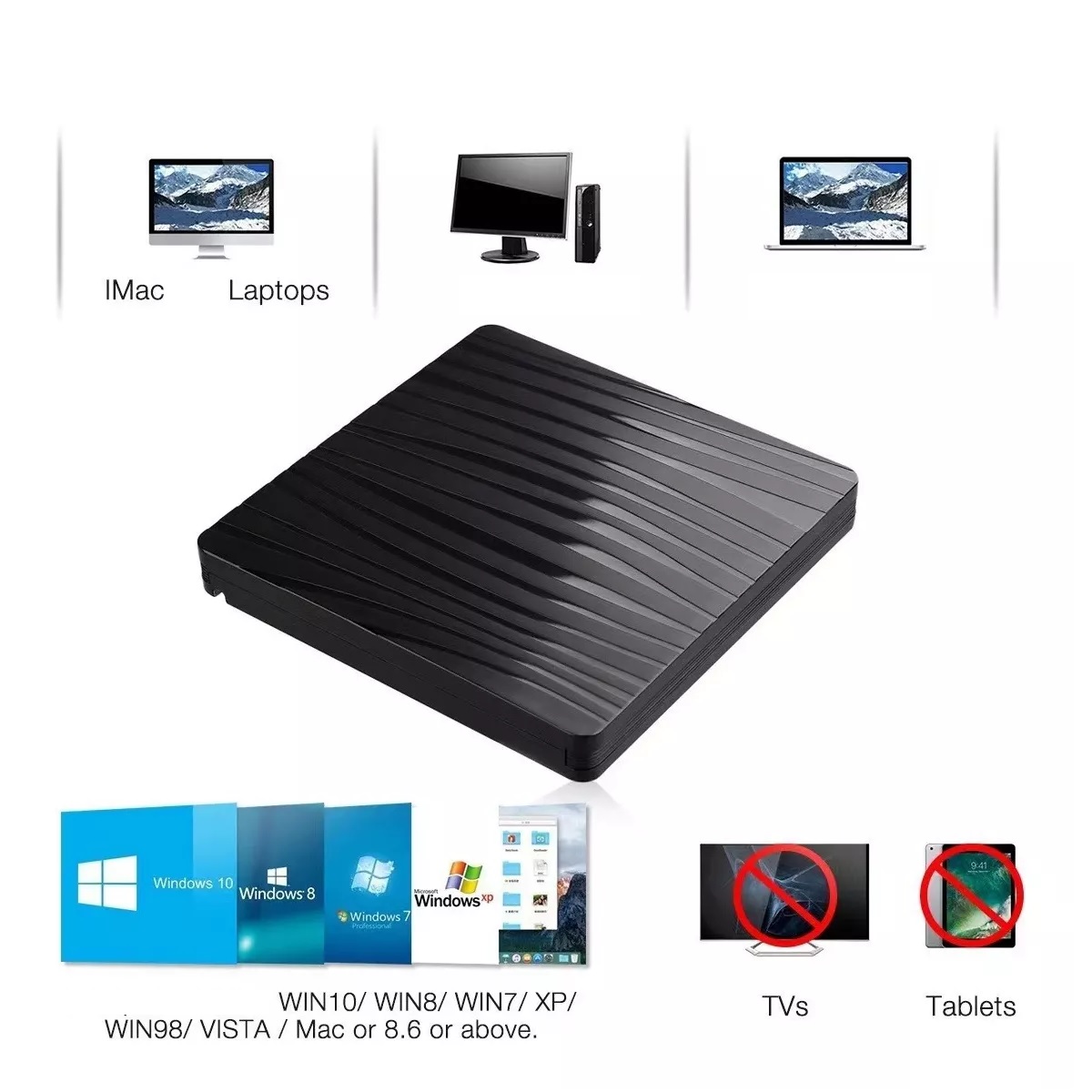 Quemador Lectora Dvd Y Cd Externo Discos Usb3.0 Grabadora