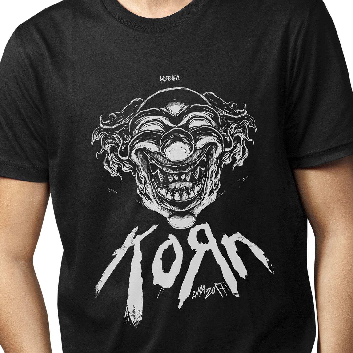 Playera para hombre Korn de Nu Metal: Arte Siniestro de Payaso XOLO
