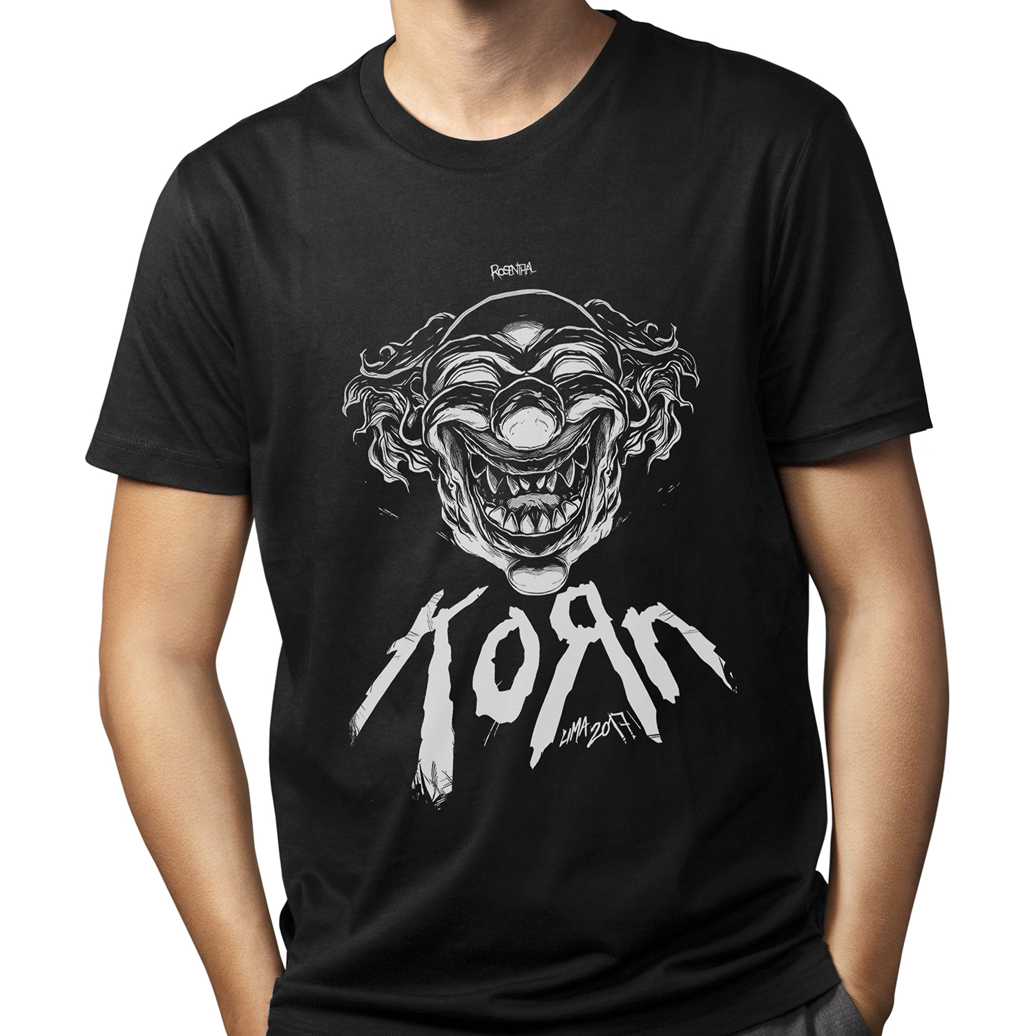 Playera para hombre Korn de Nu Metal: Arte Siniestro de Payaso XOLO