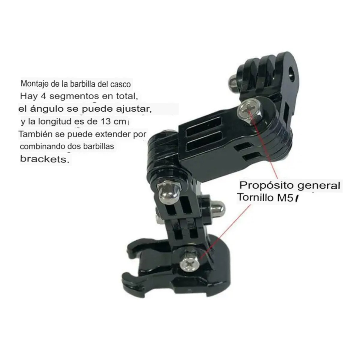 SOPORTE BRAZO ACCESORIO MONTAJE CAMARA DEPORTIVA CASCO MOTO BICI DEPORTE GO PRO SEGURIDAD AUTO 4K