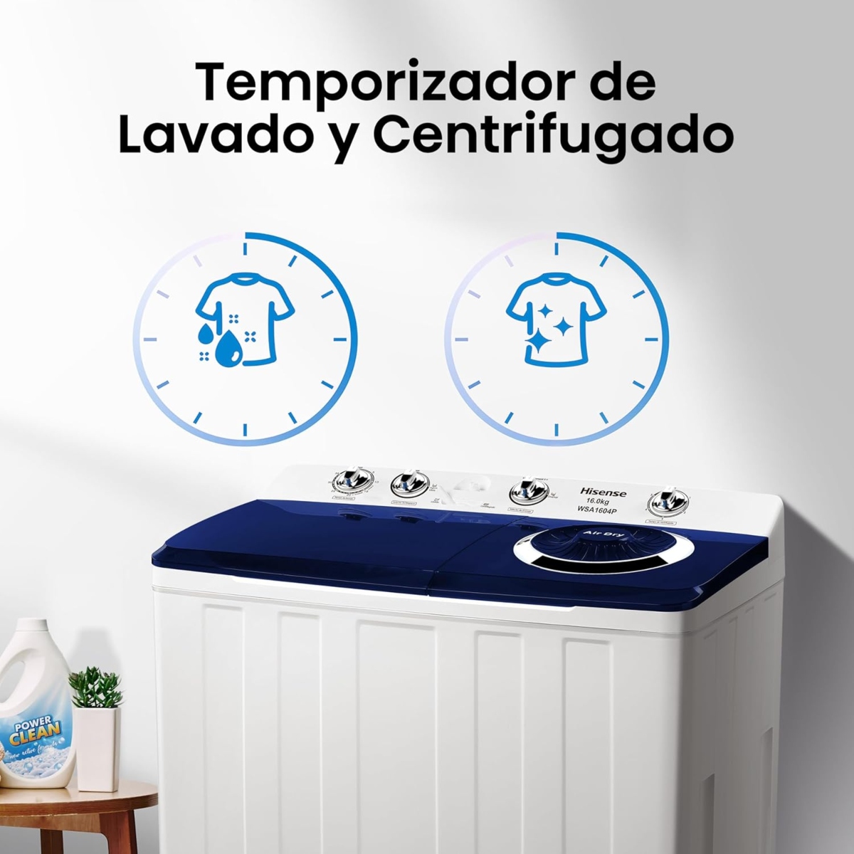 Lavadora Hisense WSA1604P 16 Kg Doble Tina Blanca ALBY* ENTREGA SÓLO VÁLIDA EN LA CIUDAD DE MÉXICO Y ZONA METROPOLITANA