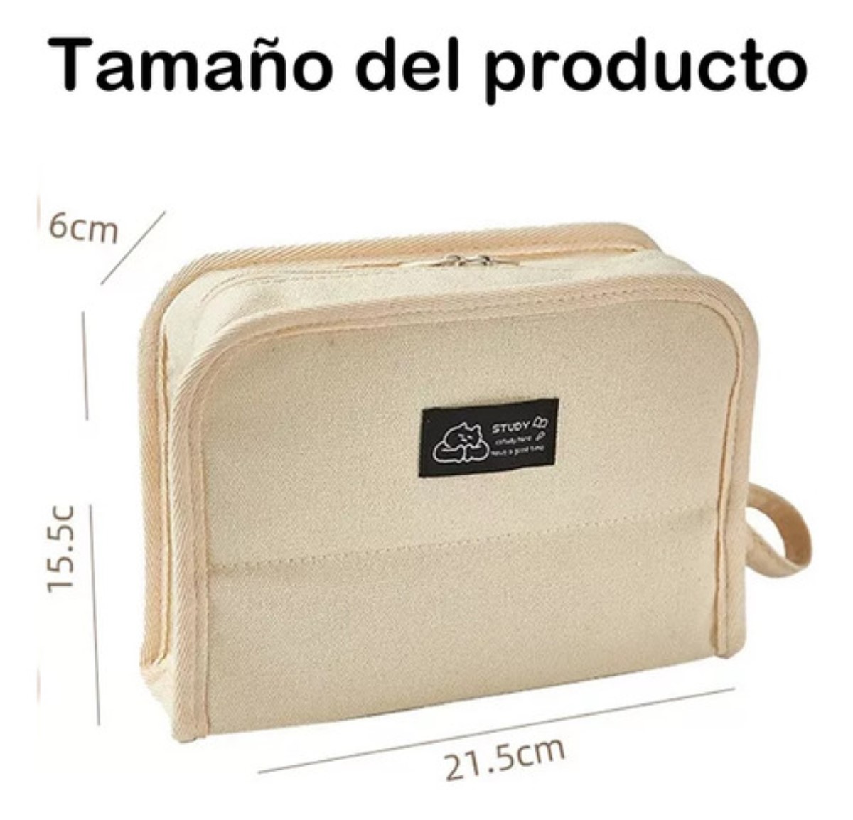 Estuche Para Lápices Lapiceras Grande Estuche Escolar Cierre beige