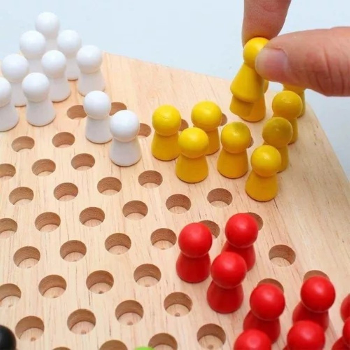 Dama China Game Artesanal De Madera Grande Con 60 Canicas colores