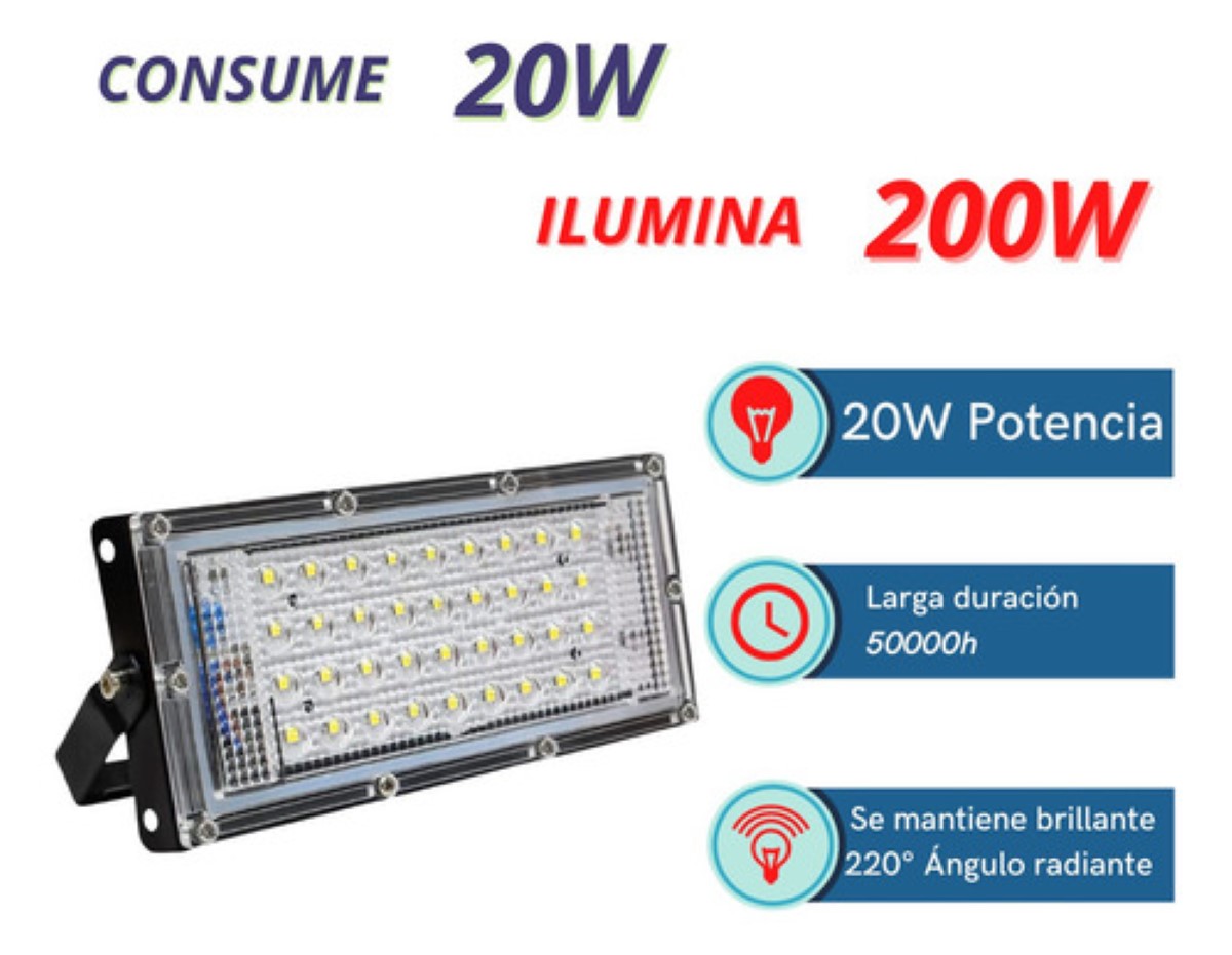 Reflector Led 20w Luminario Exterior R18w30mm20 - 5 pzs Carcasa Negro Luz Blanco frío