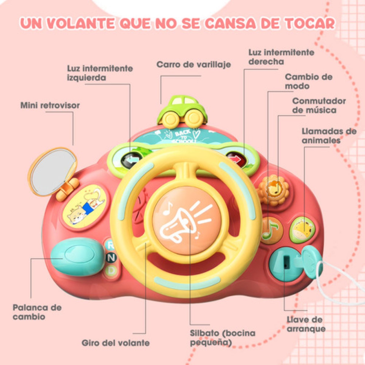 Juguete Interactivo Juego Volante Para Bebé Con Luz Y Sonido Hot Bee rojo