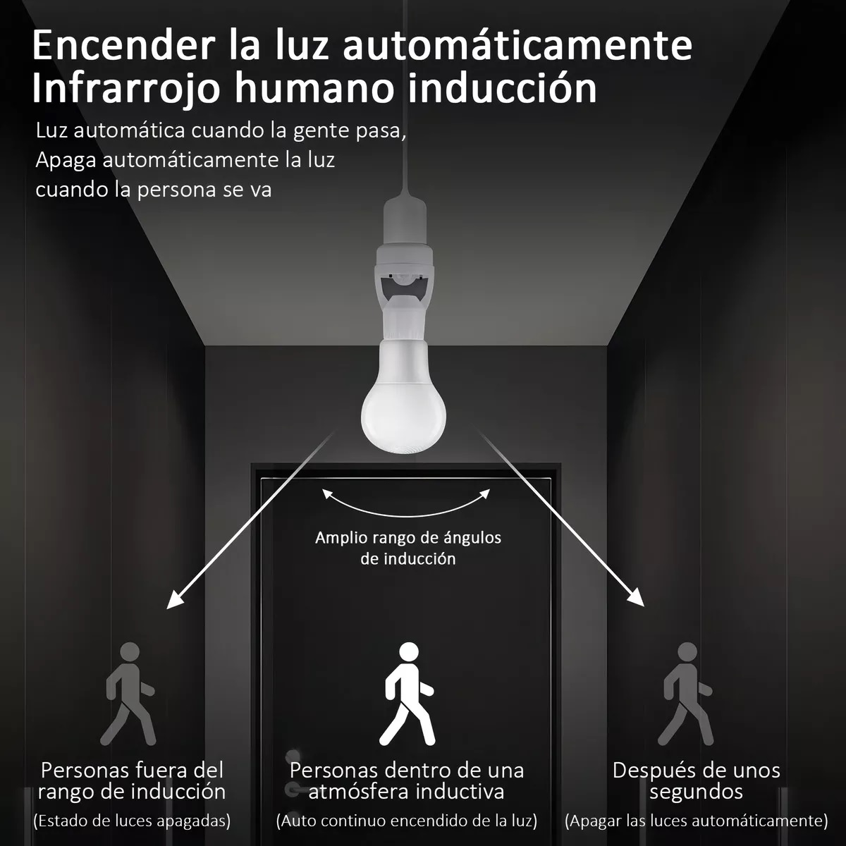 4 Porta Lámpara Sensor De Movimiento 360° Grados Infrarrojo E27 Socket Para Foco