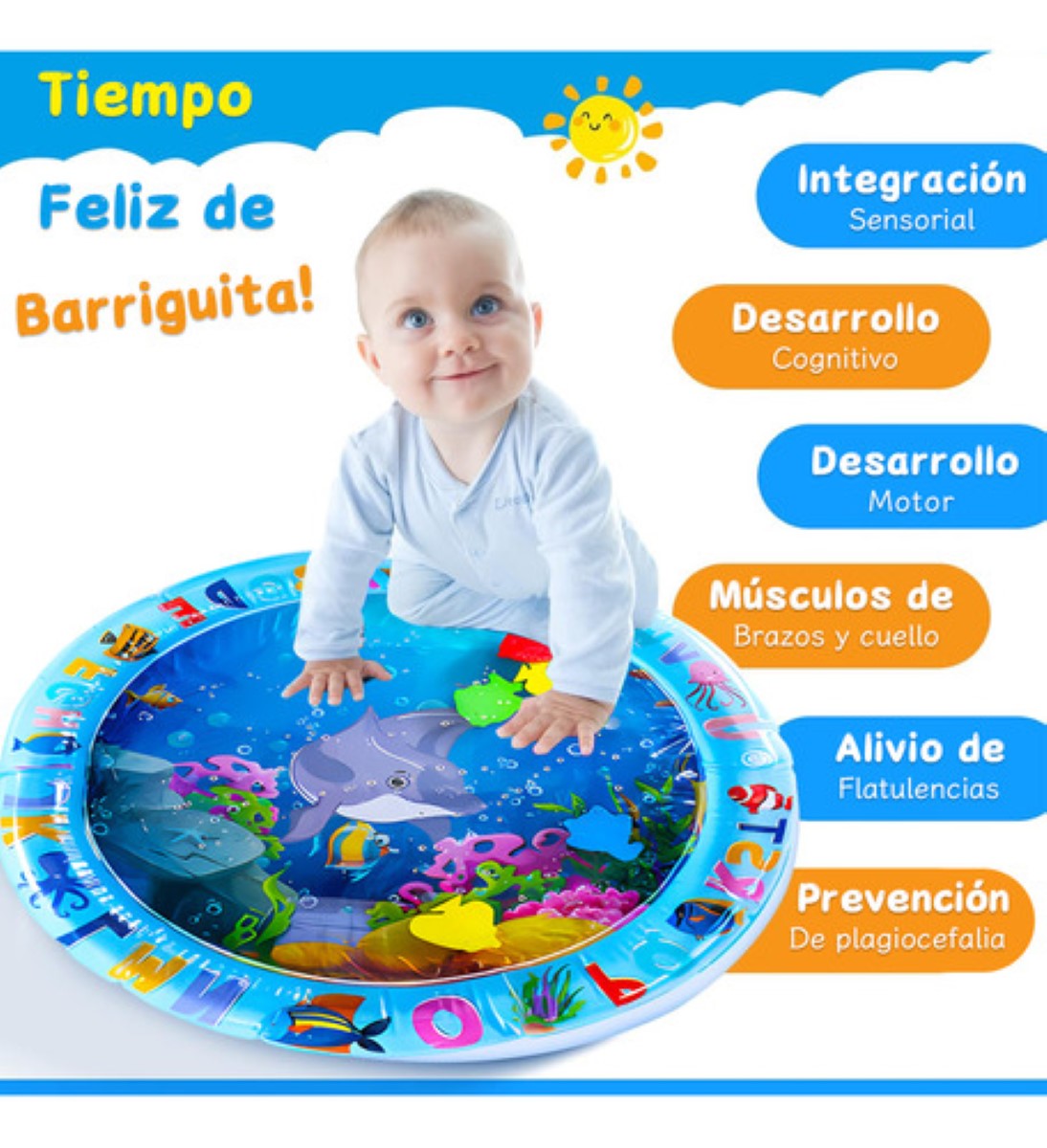 Tapete Para Bebes De 3 Meses Estimulacion Temprana Juguetes azul