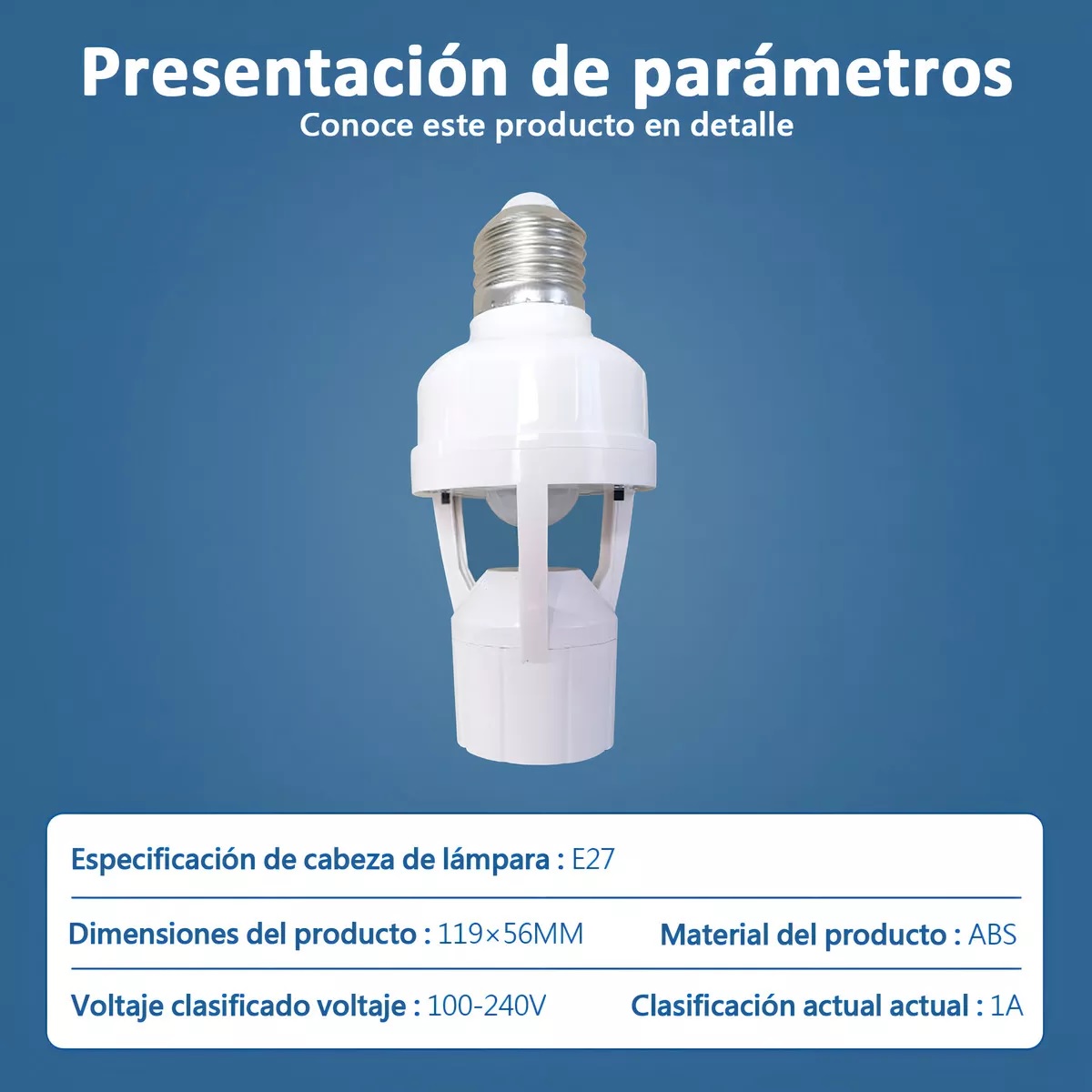 4 Porta Lámpara Sensor De Movimiento 360° Grados Infrarrojo E27 Socket Para Foco