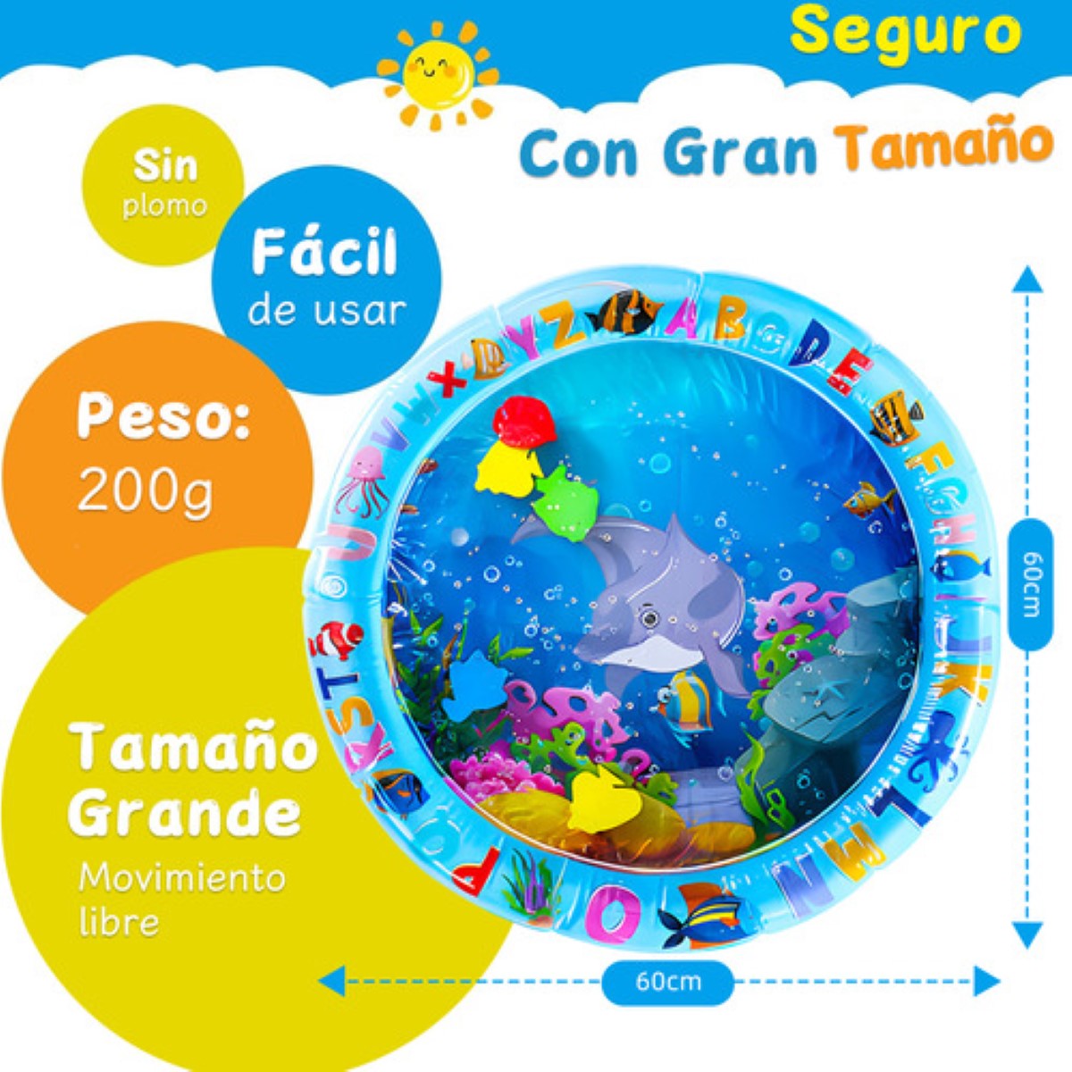 Tapete Para Bebes De 3 Meses Estimulacion Temprana Juguetes azul