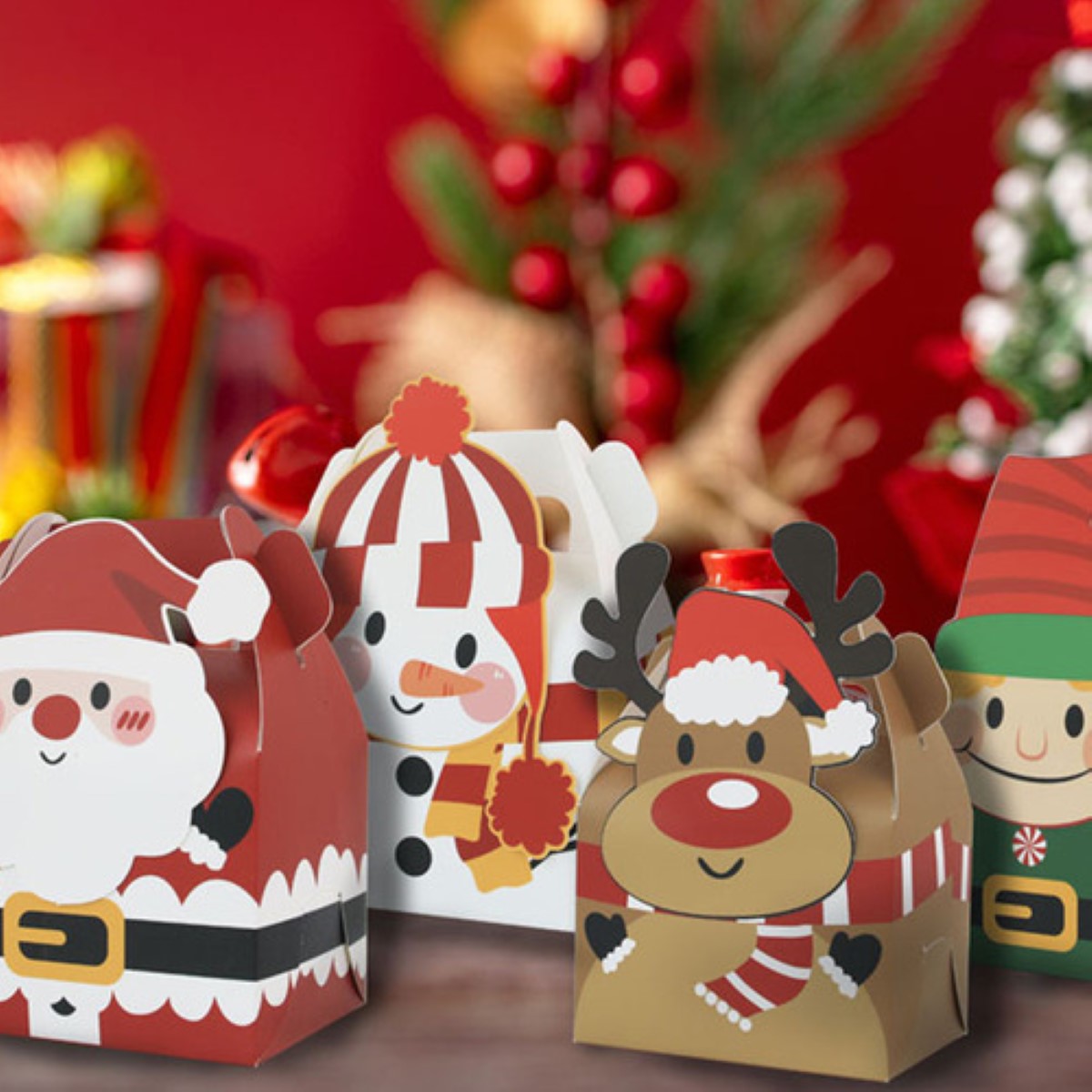 24 Cajas para Galletas de Navidad Decoradas Regalo Dulces Recuerdos MULTICOLOR