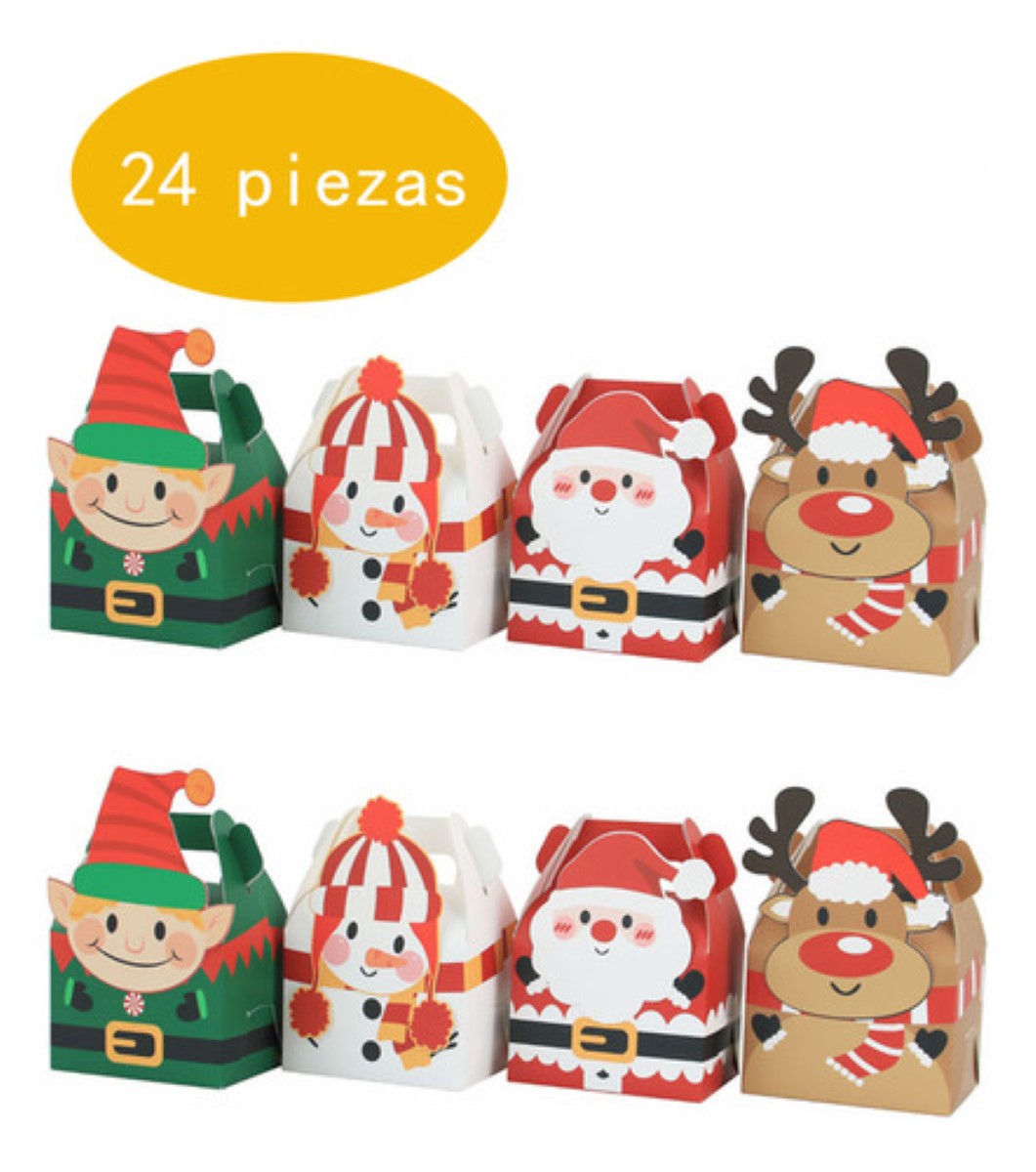 24 Cajas para Galletas de Navidad Decoradas Regalo Dulces Recuerdos MULTICOLOR