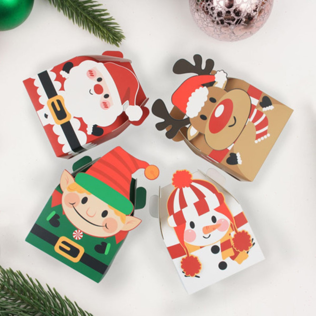 24 Cajas para Galletas de Navidad Decoradas Regalo Dulces Recuerdos MULTICOLOR