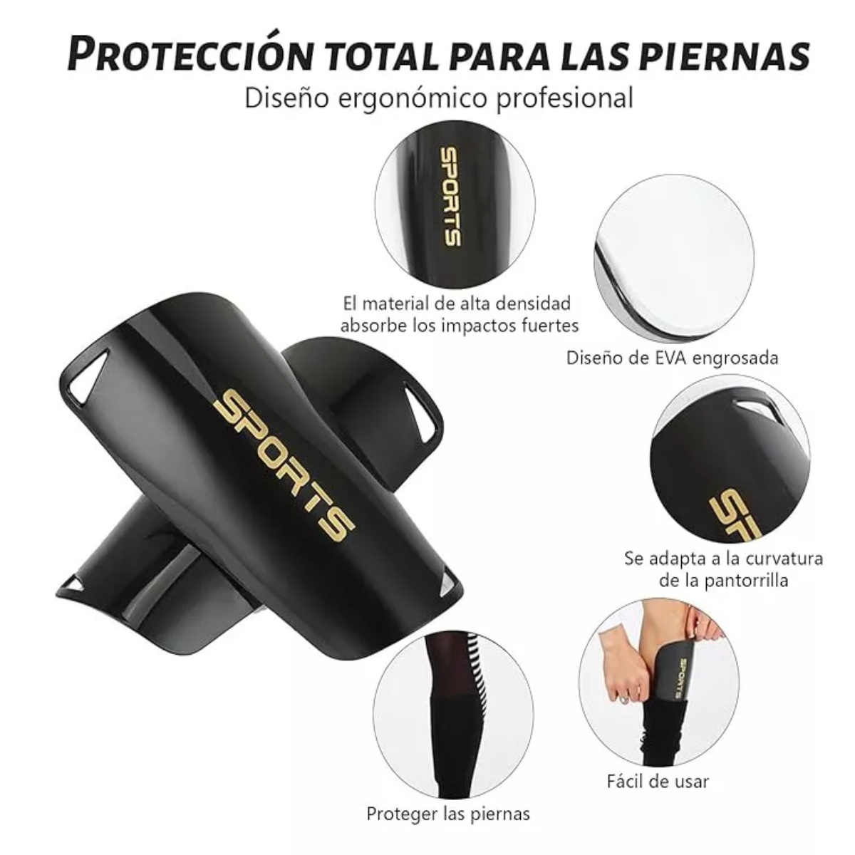 10pc Espinilleras Con Porta Espinilleras Para Niños Y Adulto Talla M Negro