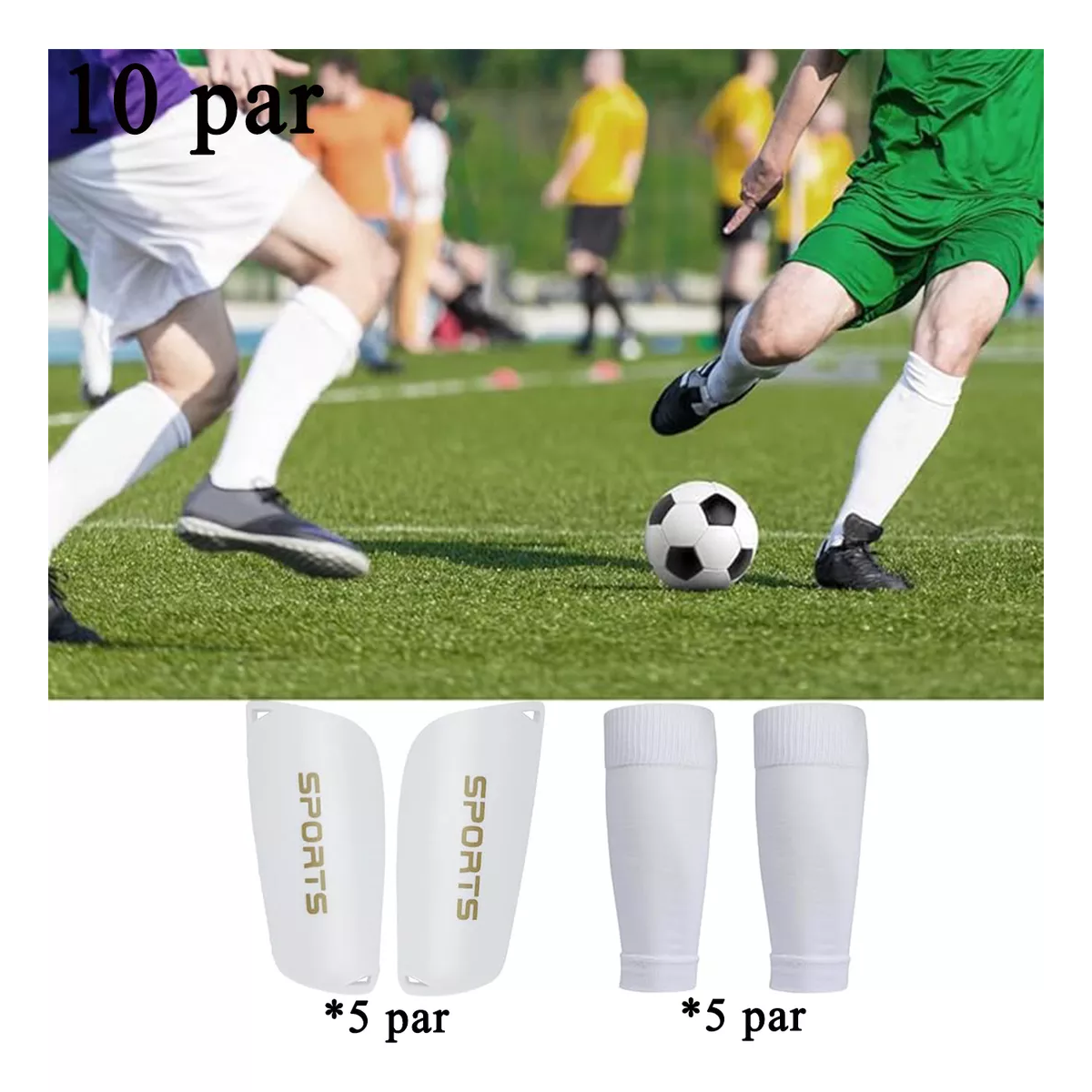 10pc Espinilleras Con Porta Espinilleras Para Niños Y Adulto Talla M Blanco