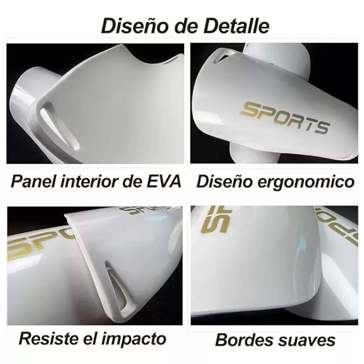 10pc Espinilleras Con Porta Espinilleras Para Niños Y Adulto Talla M Blanco