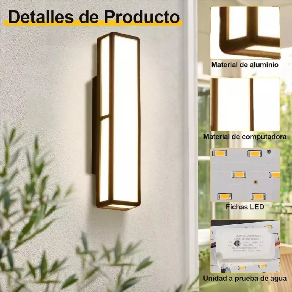 Lámpara De Pared Exterior Decorativa Moderna Con Luces Led