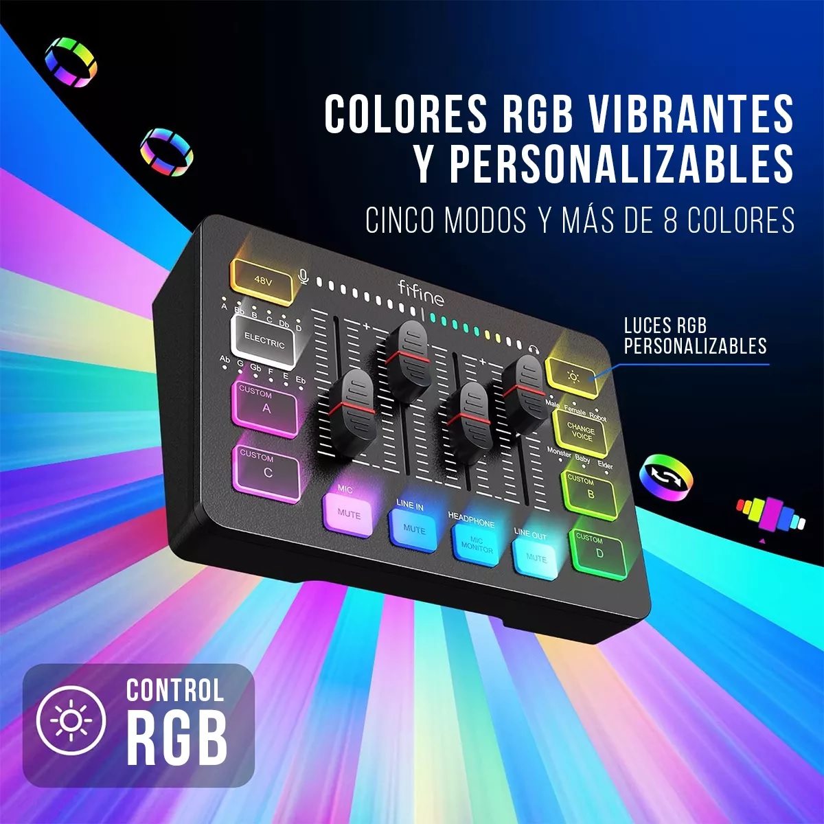 Mezcladora Ampligame Fifine Sc3 2 Salidas/3 Entradas/usb-c/4