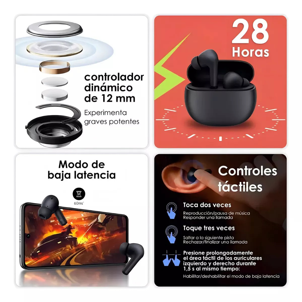 Xiaomi Smartwatch Redmi Watch 5 Lite con Audífonos Xiaomi Redmi buds 4 active