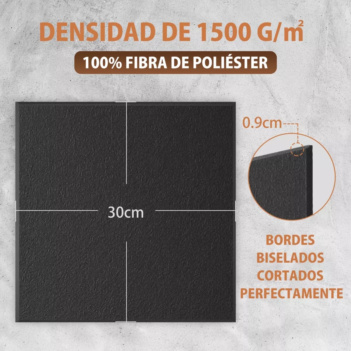 Paneles Acústicos 30x30x1 Cm Absorvente Negro 12 Pcs