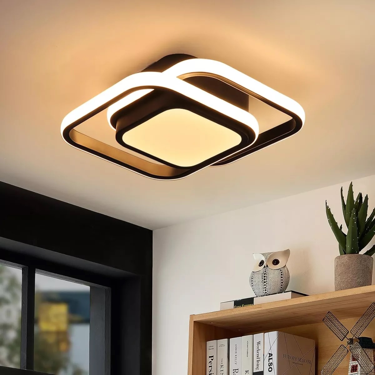 Lámpara De Techo Led Colgante Modernas Decorativa Sala Baño Negro