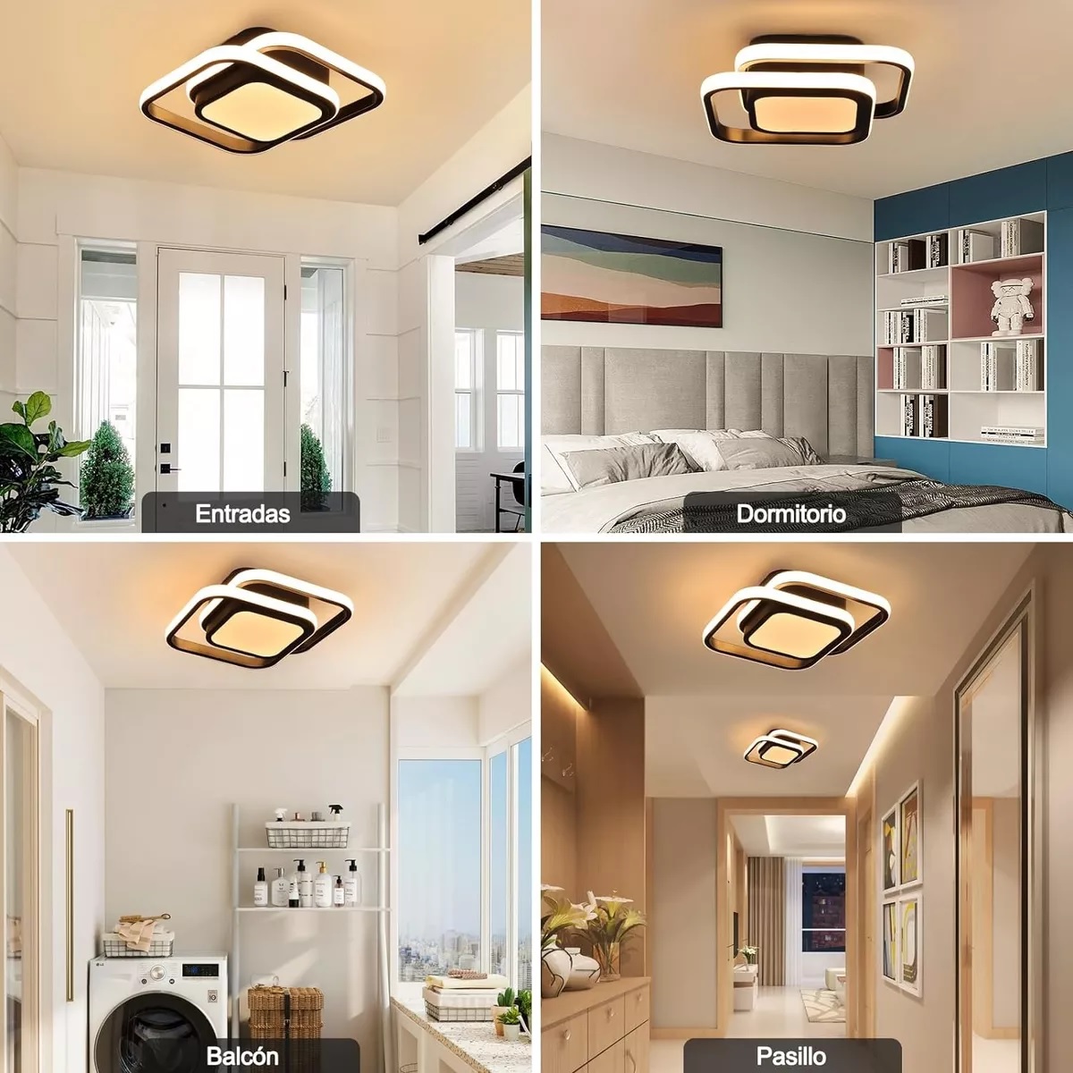 Lámpara De Techo Led Colgante Modernas Decorativa Sala Baño Negro