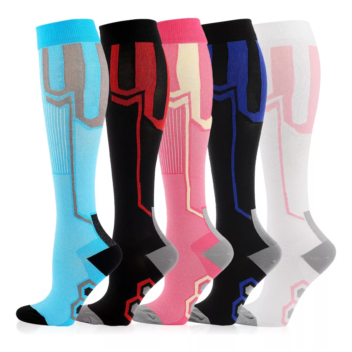 5 Medias Calcetas Compresión Alivia Varices Y Circulación Multicolor Talla S/M
