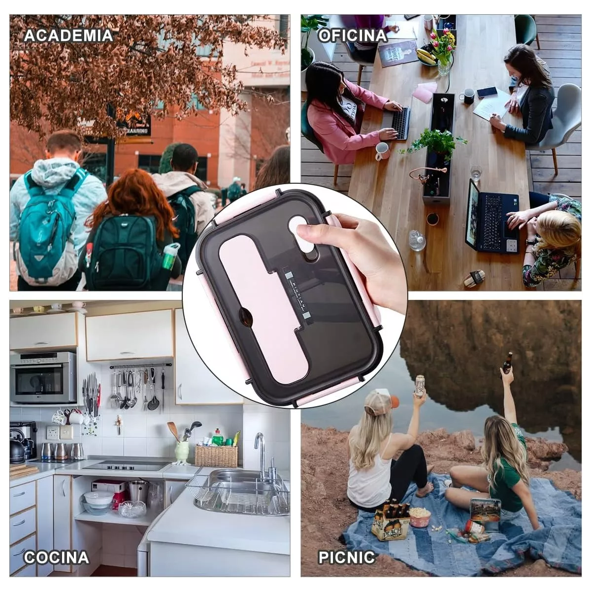 Fiambrera Lunch Box Topper Para Lunch Lonchera Termica Rosa