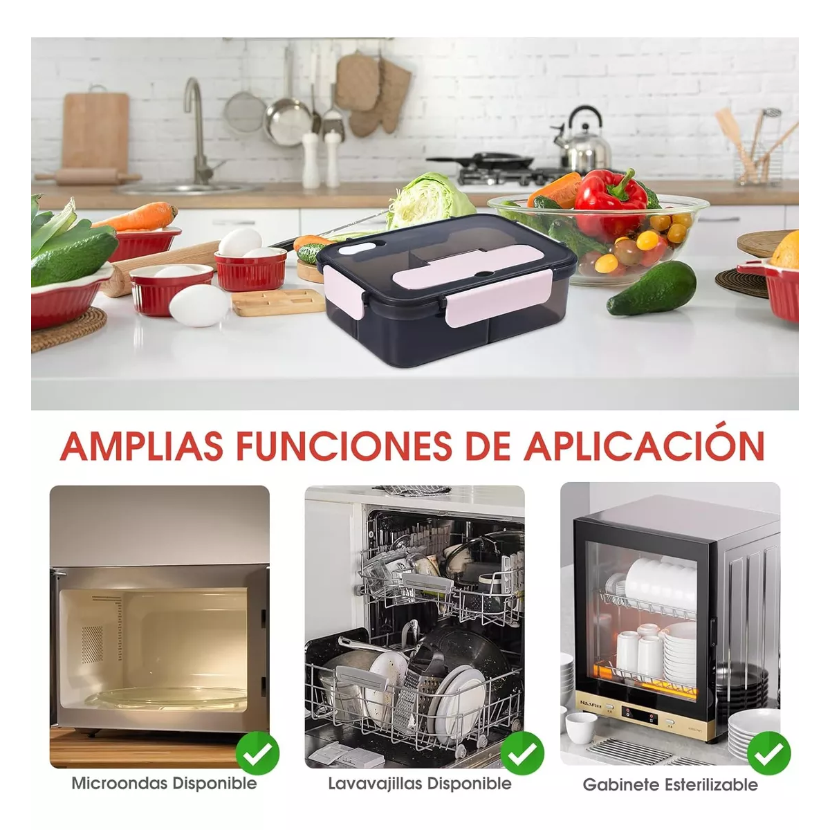 Fiambrera Lunch Box Topper Para Lunch Lonchera Termica Rosa