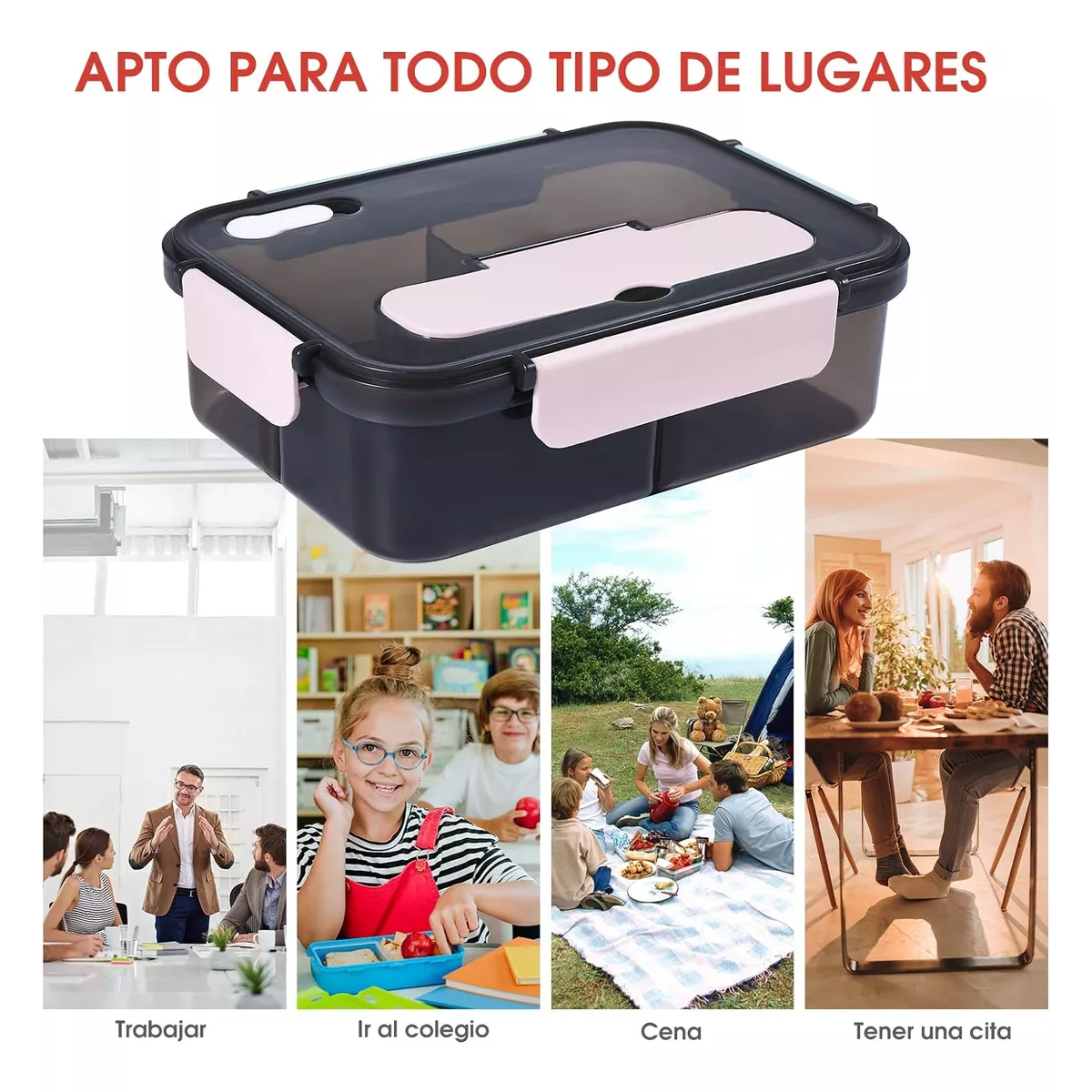 Fiambrera Lunch Box Topper Para Lunch Lonchera Termica Rosa