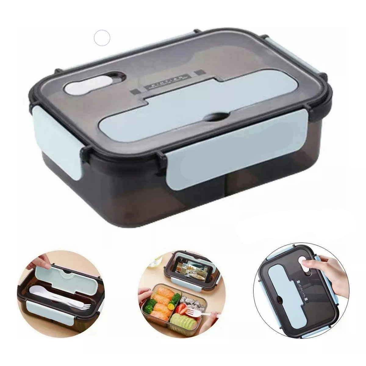 Fiambrera Lunch Box Topper Para Lunch Lonchera Termica Azul Claro