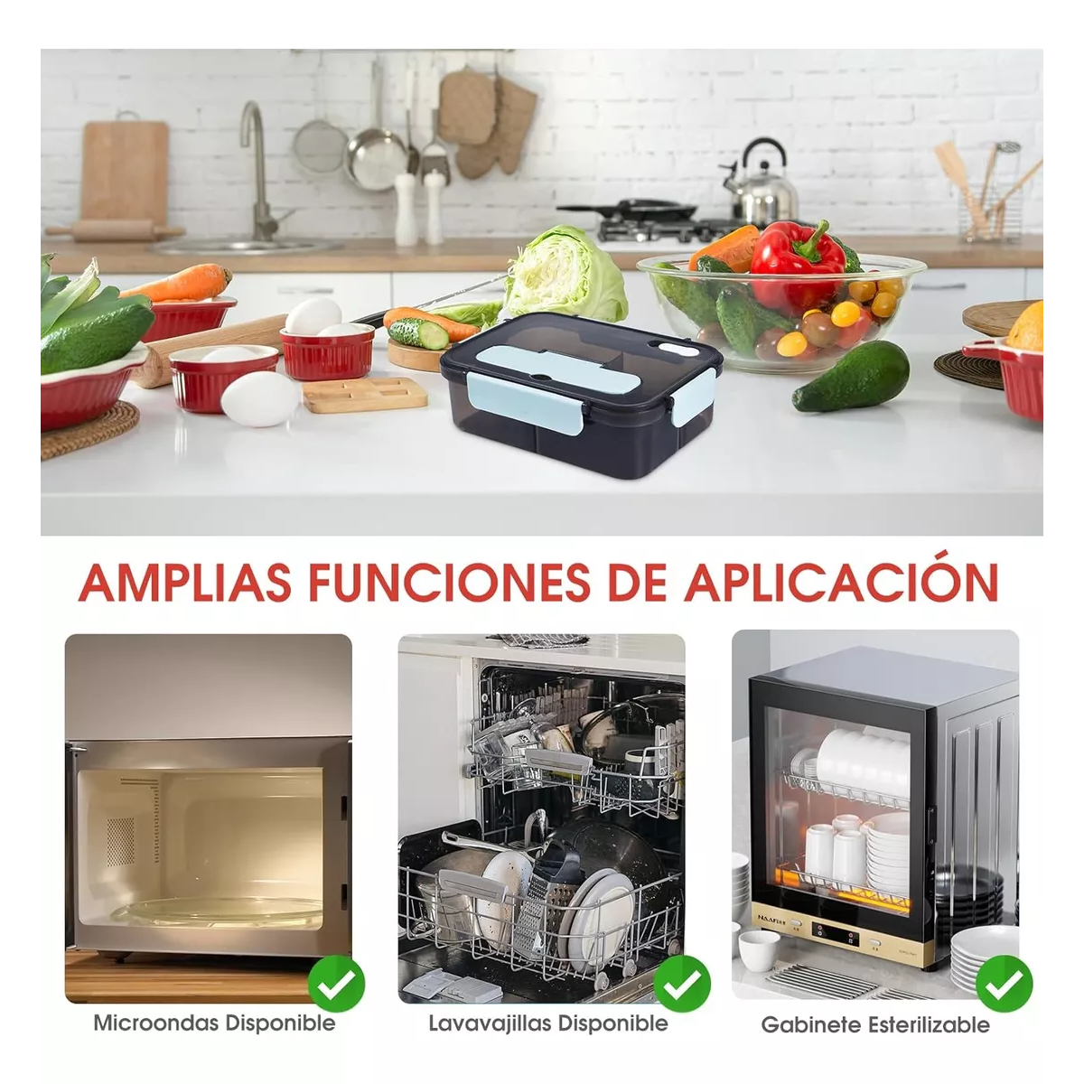 Fiambrera Lunch Box Topper Para Lunch Lonchera Termica Azul Claro