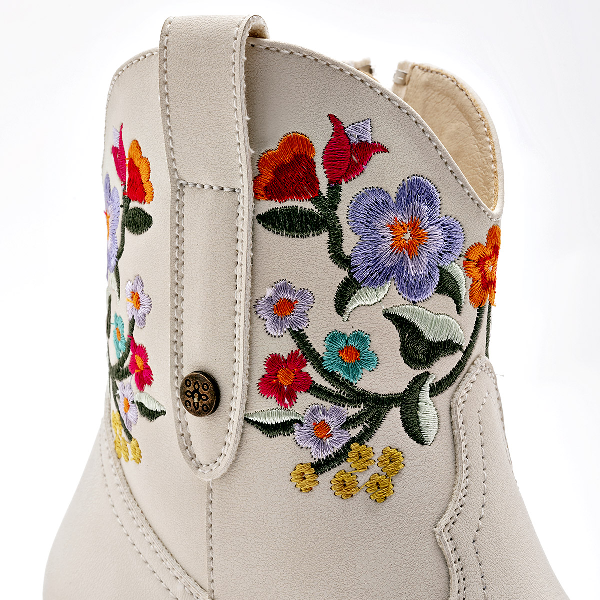 Mora Tierra Botin Vaquero Bordado Mujer Tacon 7cm Tubo 11 Color Beige E9