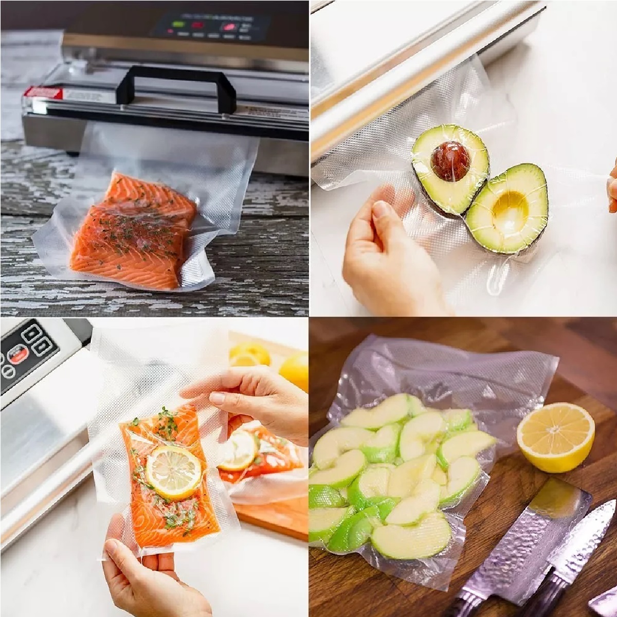 Kit 100 Bolsas Para Sellado Al Vacio De Alimentos 3 Tipos