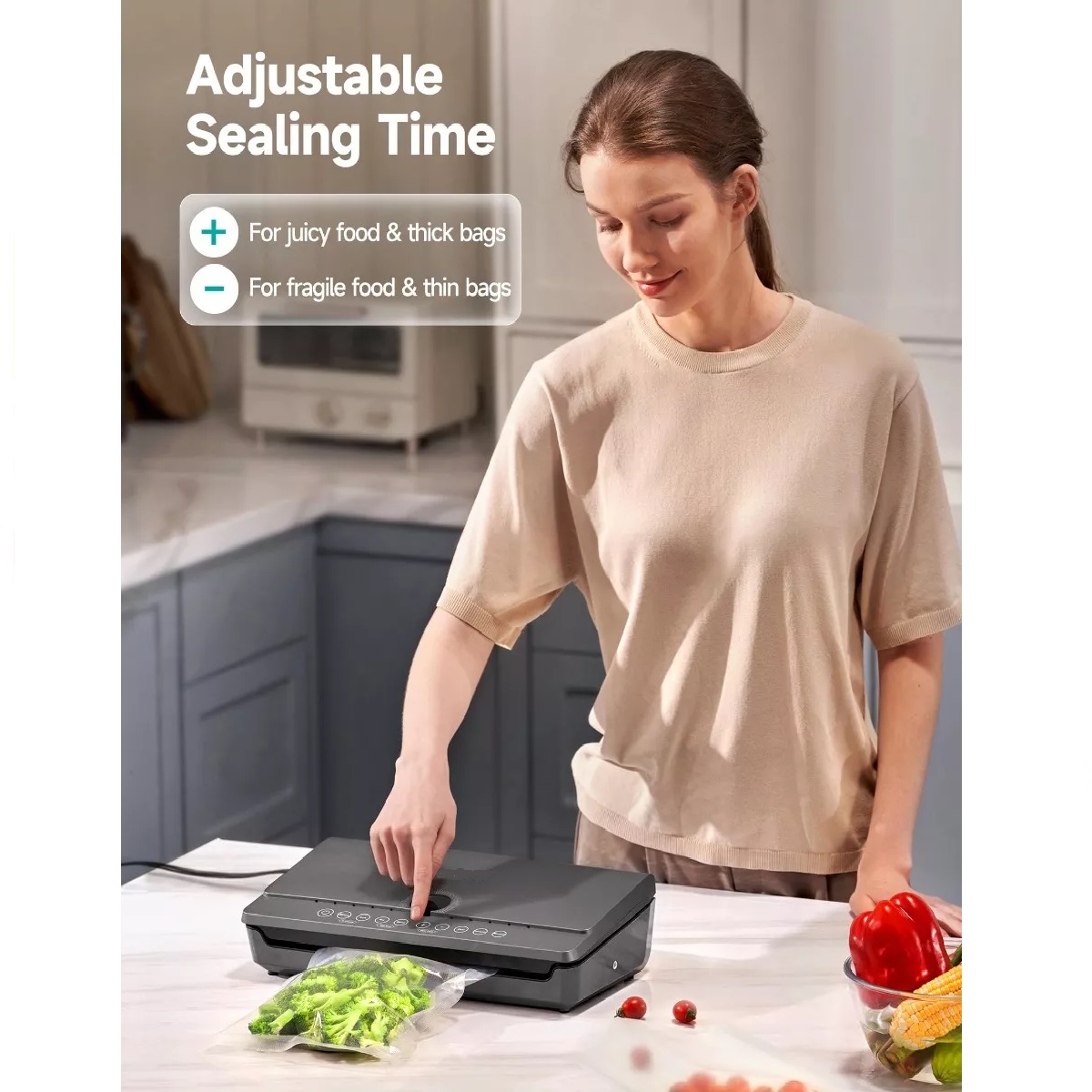  Máquina De Sellado De Bolsas Al Vacío Automática Para Comida