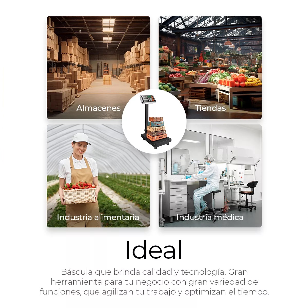 Báscula Comercial Digital Plataforma 200kg Uso Rudo Con Mástil Color Negro