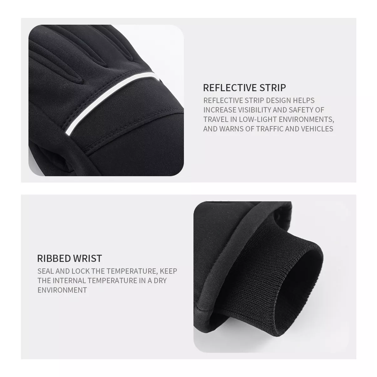 Guantes Moto Ciclista Touch Invierno Frio Esquí Largos Negro Talla M