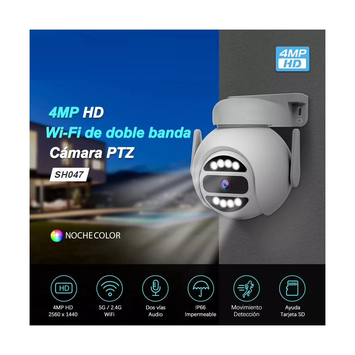 Cámara De Seguridad 4mp 2.4g/5g Wifi Visión Nocturna,srihome App