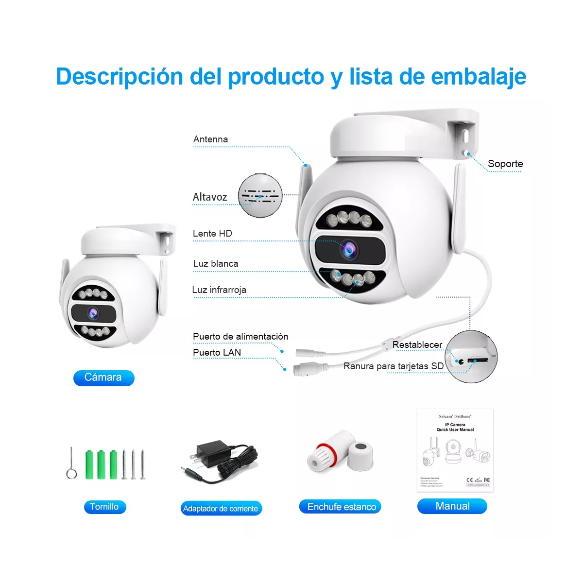 Cámara De Seguridad 4mp 2.4g/5g Wifi Visión Nocturna,srihome App