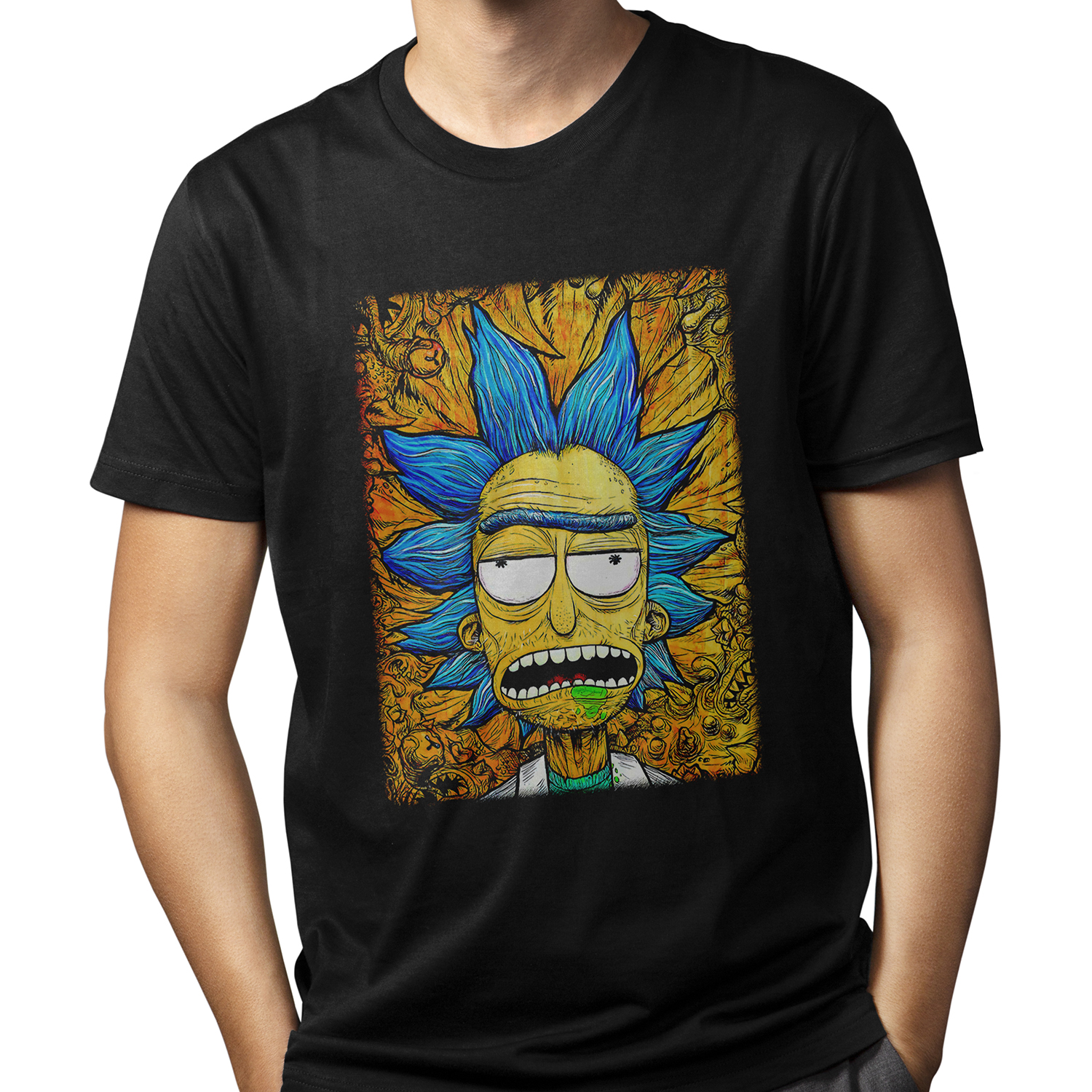 Playera para hombre Animación Rick and Morty Caos Psicodélico XOLO