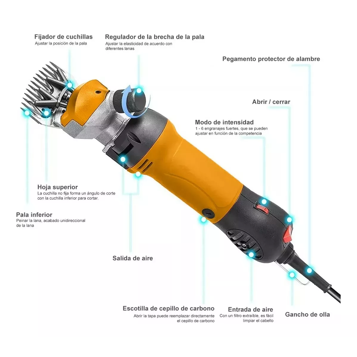 Trasquiladora Rasuradora Para Borregos Ovejas 1000w Amarillo