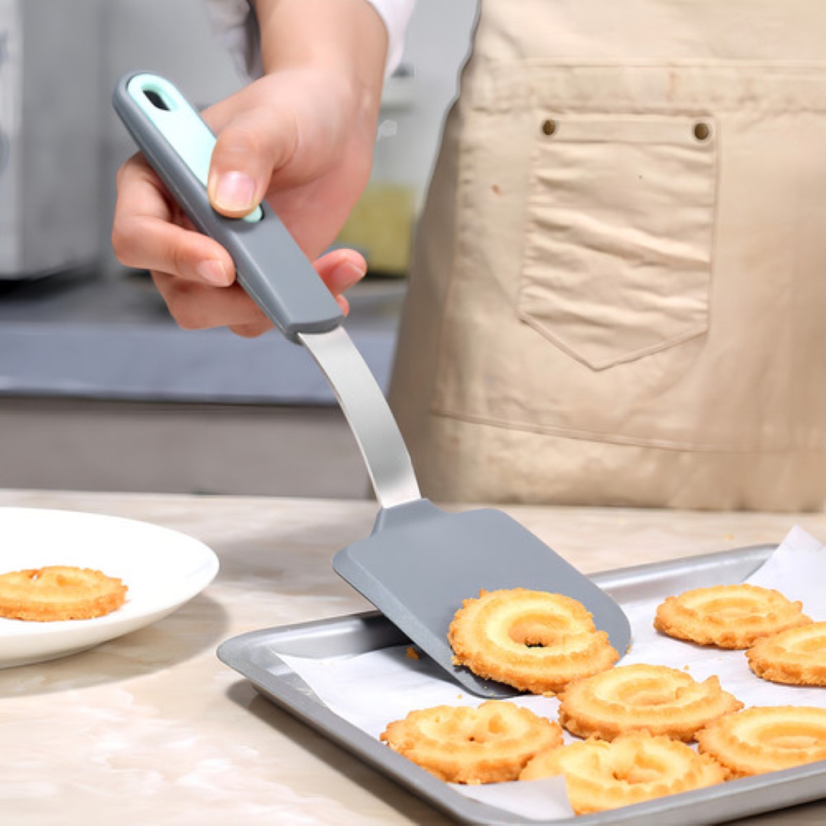 3 Espátulas De Cocina Resistentes Al Calor Para Utensilios Gris Claro